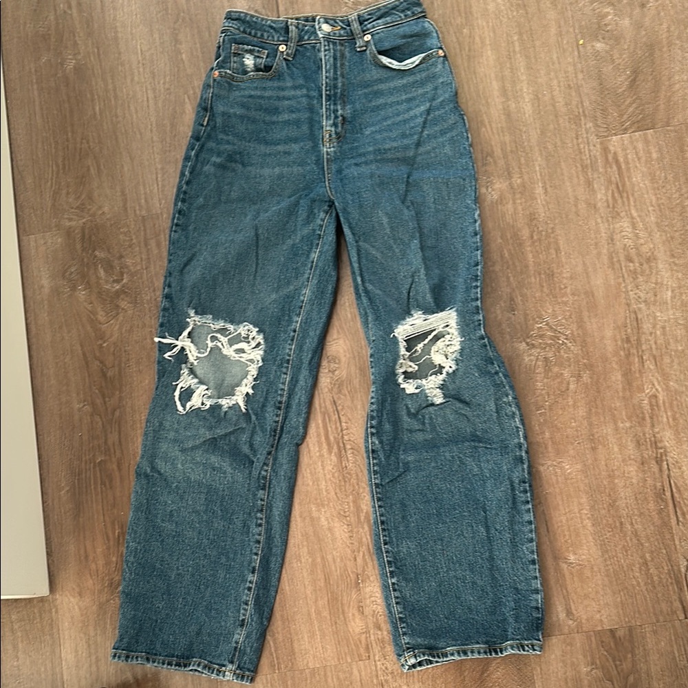 High Waisted Baggy Ripped Jeans